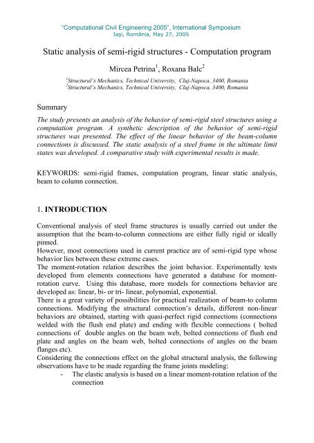 âComputational Civil Engineering - "Intersections" International Journal