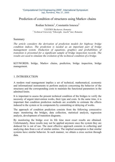 âComputational Civil Engineering - "Intersections" International Journal