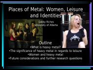 Places of Metal: Women, Leisure and Identities