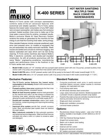 K-400 SERIES - JES Restaurant Equipment