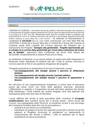 4 Progetto Sostegno alla genitorialitÃ .pdf - Provincia di Carbonia ...
