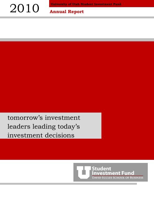 Annual Report - David Eccles School of Business - University of Utah