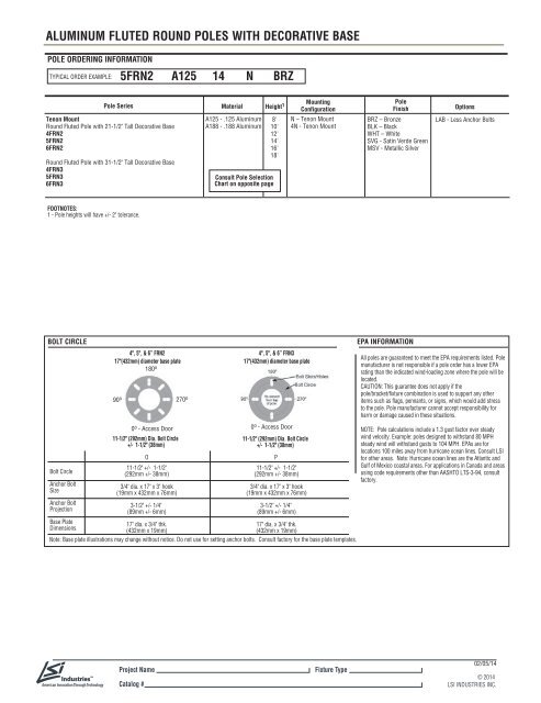 ALuMINuM FLuTED rOuND POLES wITH ... - LSI Industries Inc.