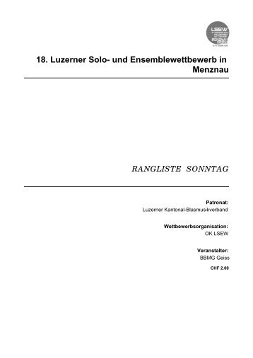 18. Luzerner Solo- und Ensemblewettbewerb in Menznau - LSEW