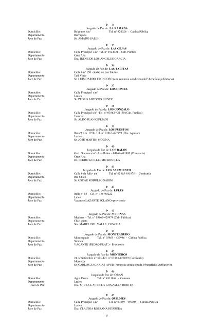 NOMINA DE JUECES DE PAZ Justicia de Paz Lega - Poder Judicial ...