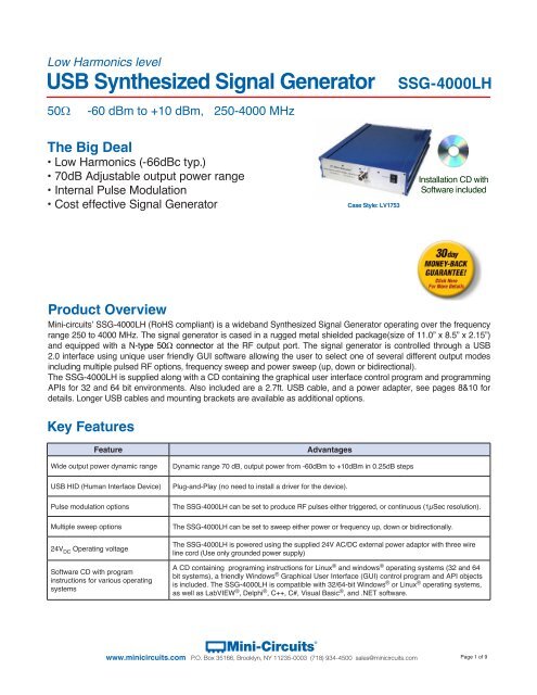 SSG-4000LH USB Synthesized Signal Generator - Mini-Circuits