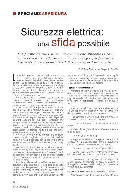 Sicurezza elettrica: una sfida possibile - Obiettivo Sicurezza