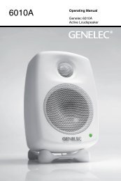 Genelec 6010A Active Loudspeaker Operating ... - Univers-sons.com