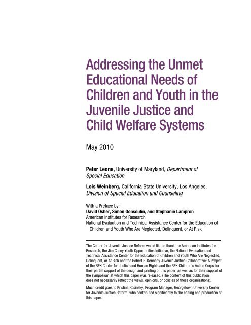 Addressing the Unmet Educational Needs of Children and Youth in ...