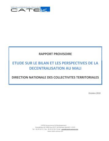 rapport provisoire etude sur le bilan et les perspectives de la ...