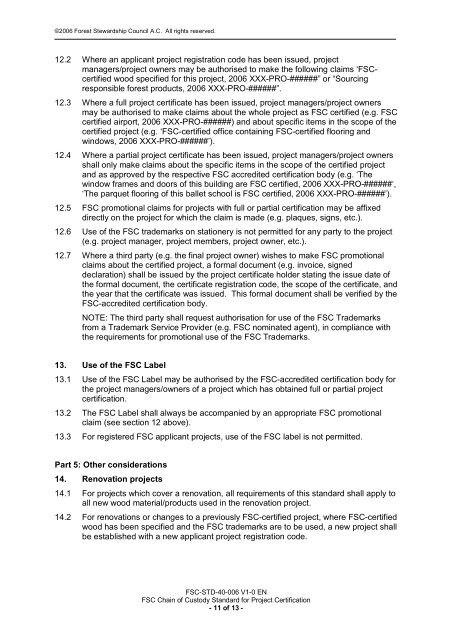 FSC-STD-40-006 V1-0 EN Project Certification - SCS Global Services