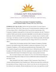 Charlene Erler, board chair of Community Foundation ... - CFNKY