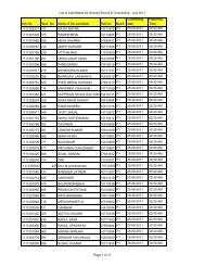 schedule of counseling for second round