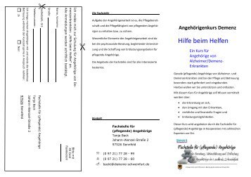 Flyer Hilfe beim Helfen Sennfeld 2009 - Diakonie Schweinfurt