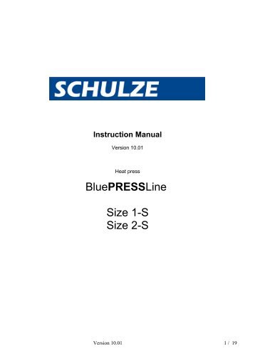 Manual BluePRESSLine Size 1-S & Size 2-S - Walter Schulze GmbH