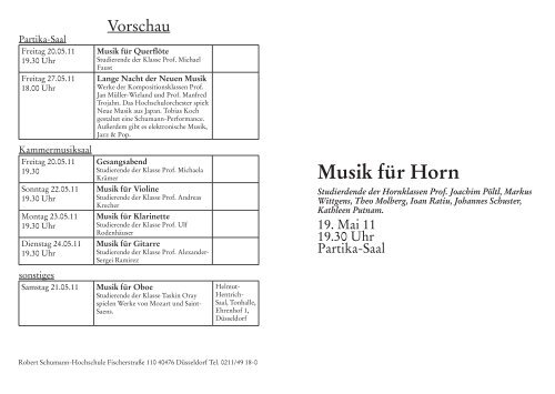 Musik für Horn - Robert Schumann Hochschule Düsseldorf