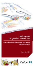 Indicateurs de gestion municipaux - Affaires municipales, rÃ©gions et ...