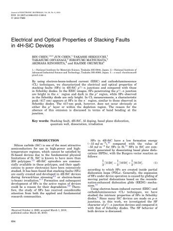 Electrical and Optical Properties of Stacking Faults ... - IngentaConnect