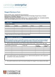 Reagent Disclosure Form - Cambridge Enterprise - University of ...