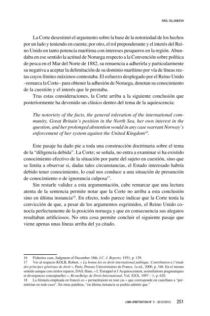 La aquiescencia en los arbitrajes de la Corte ... - lima arbitration