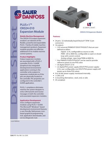 PLUS+1Ã¢Â„Â¢ OX024-010 Expansion Module Data ... - Sauer-Danfoss