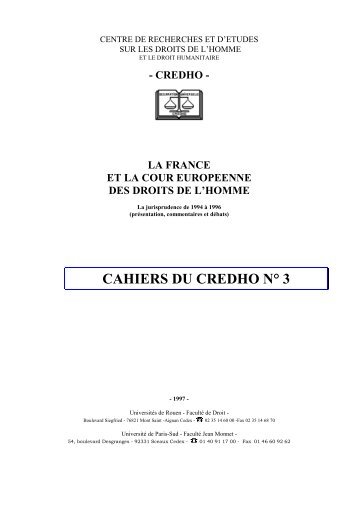 la france et la cour europeenne des droits de l'homme. - CREDHO