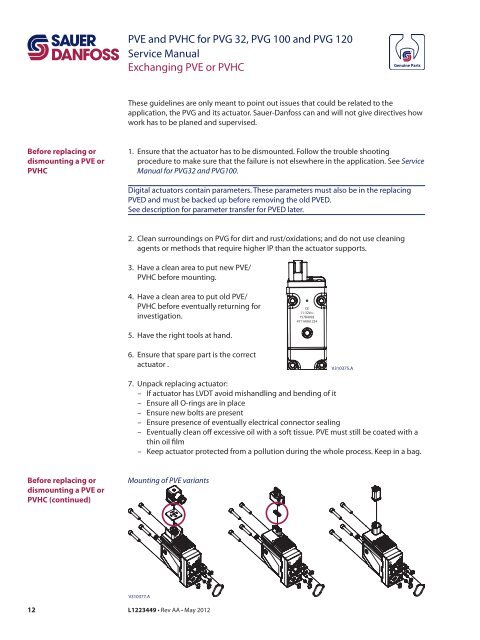 PVE and PVHC for PVG 32, PVG 100 and PVG 120 ... - Sauer-Danfoss