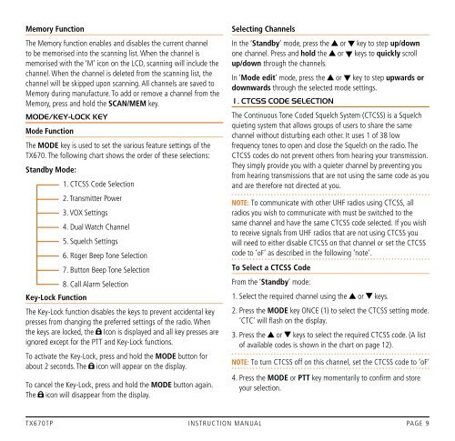 2 watt handheld UHF CB radio INSTRUCTION MANUAL - GME