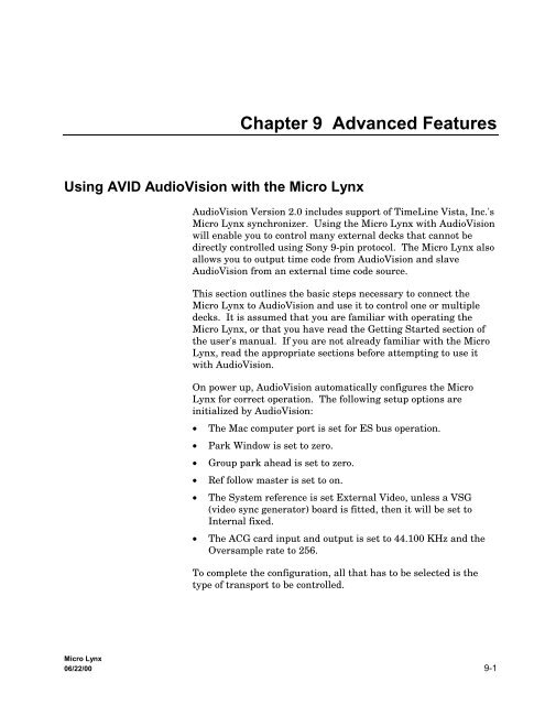 chapter 9 advanced features.pdf - Audio Intervisual Design, Inc.