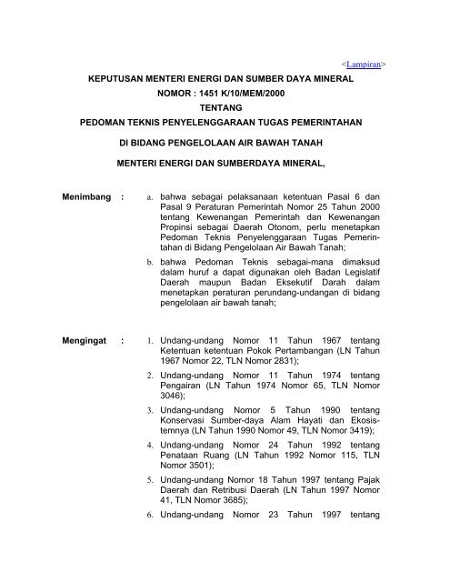 KEPUTUSAN MENTERI ENERGI DAN SUMBER DAYA MINERAL ...