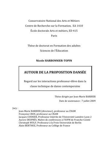 Autour de la proposition dansée. Regard sur les interactions ...