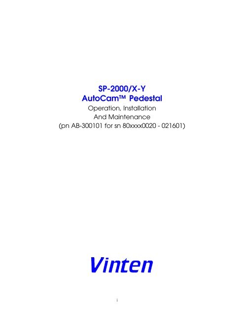SP-2000/X-Y AutoCamâ¢ Pedestal - Vinten Radamec