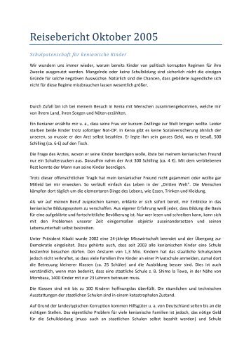 Reisebericht Oktober 2005 im Format PDF ... - education4kenya