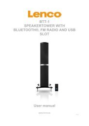 BTT-1 SPEAKERTOWER WITH BLUETOOTHÃ‚Â®, FM RADIO ... - Lenco