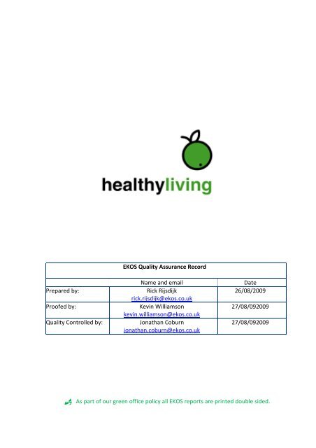 Scottish Grocers Federation Healthy Living Pilot Evaluation