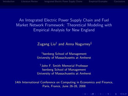 An Integrated Electric Power Supply Chain and Fuel Market Network ...