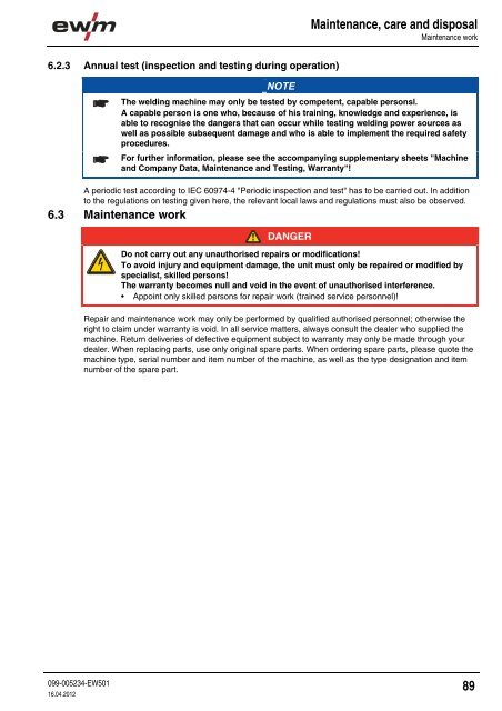 Operating instructions - EWM Hightec Welding GmbH