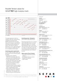 Possible Tension values for SEFAR® PET high-modulus mesh