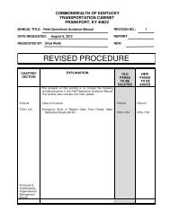 Field Operations Guide - Kentucky Transportation Cabinet