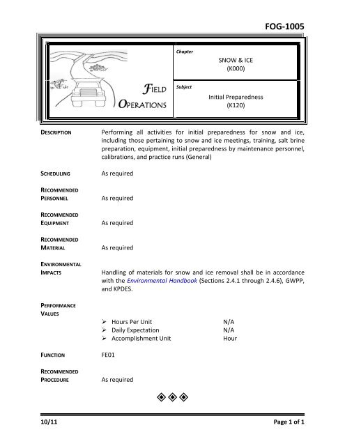 Field Operations Guide - Kentucky Transportation Cabinet