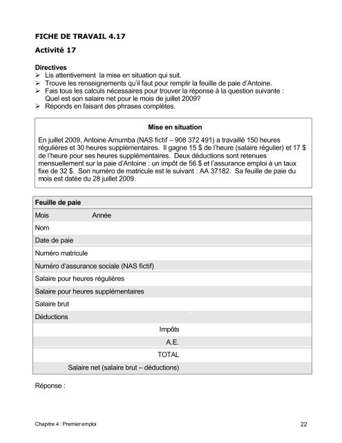 Fiches de travail - Base de données en alphabétisation des adultes