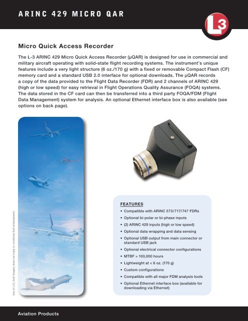 ARINC 429 MICRO QAR - L-3 Aviation Recorders
