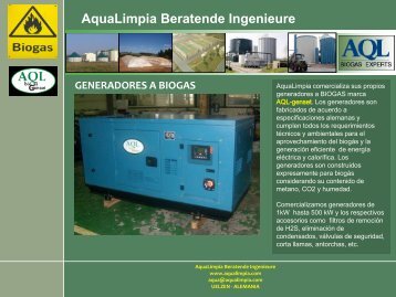 GENERADORES A BIOGAS AquaLimpia Beratende Ingenieure