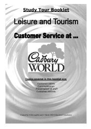 Leisure & Tourism Customer Services workbook - Cadbury World