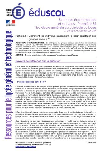 Fiche 2.1 : Comment les individus s'associent-ils pour constituer des ...