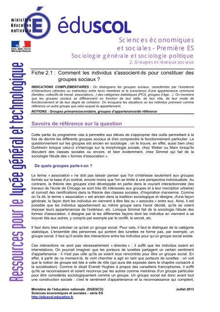 Fiche 2 1 Comment Les Individus S Associent Ils Pour Constituer Des