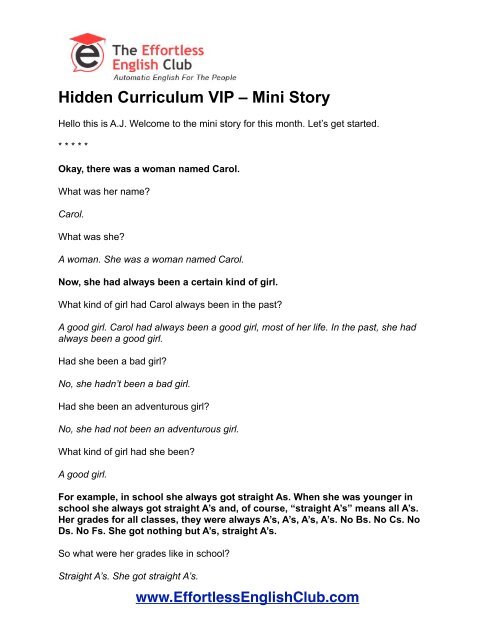 Hidden Curriculum VIP - Audio - Effortless English