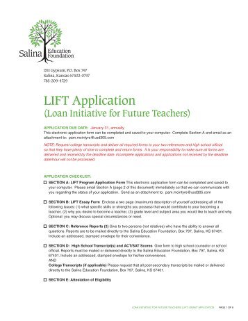 LIFT Application (Complete) - Salina Education Foundation