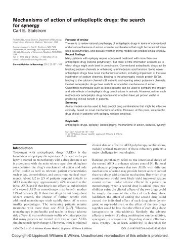 Mechanisms of action of antiepileptic drugs: the search for synergy