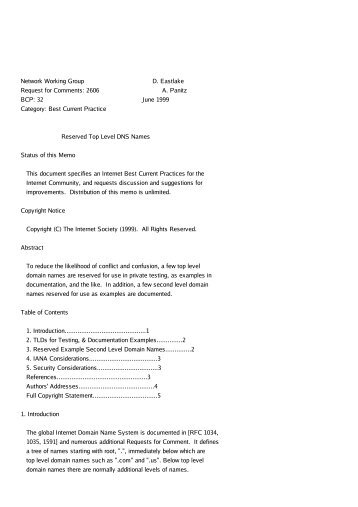 Network Working Group D. Eastlake Request for Comments: 2606 A ...